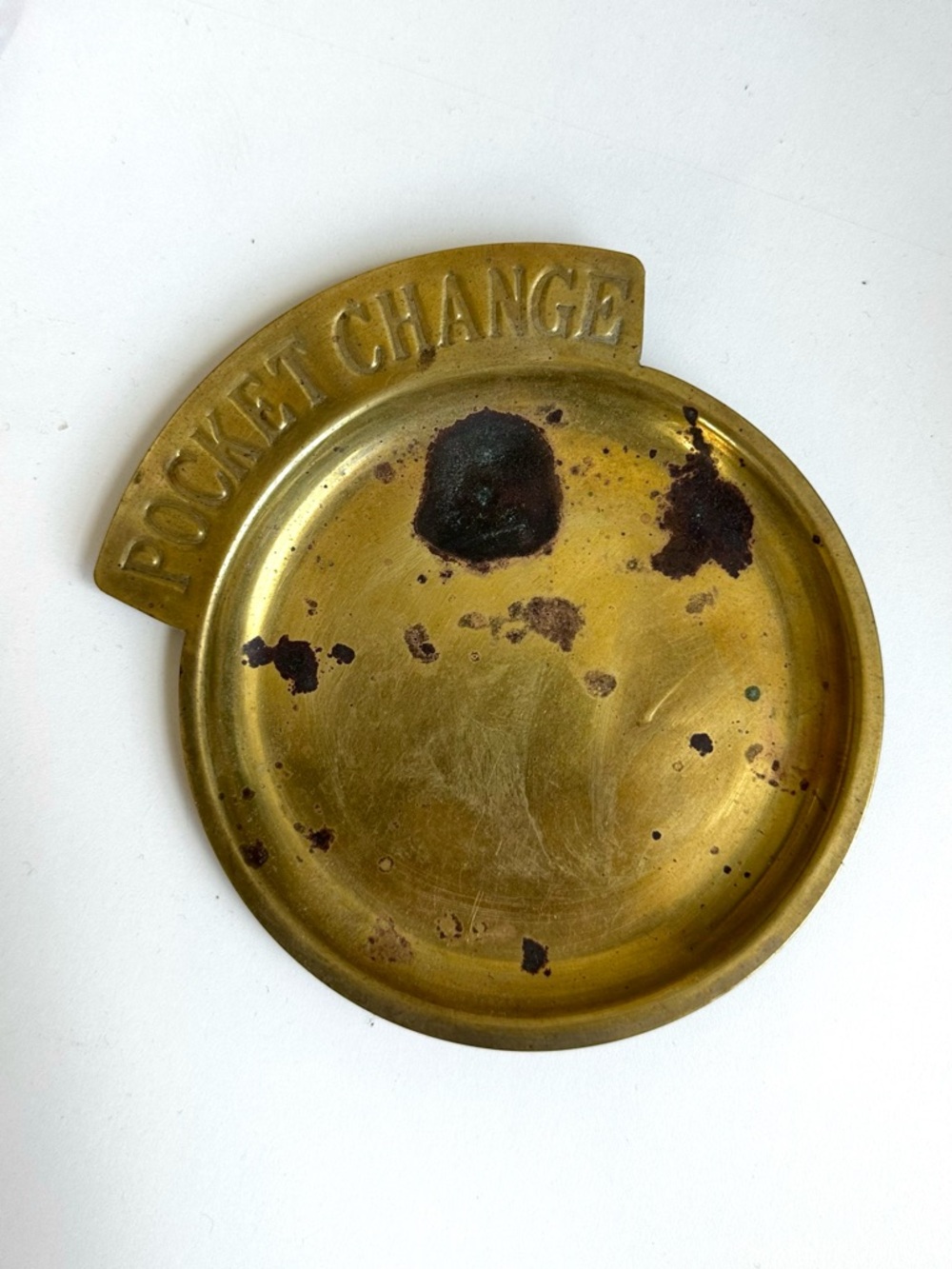VINTAGE MCM Solid Brass Pocket Change Dish Metal Catchall Trinket Tray